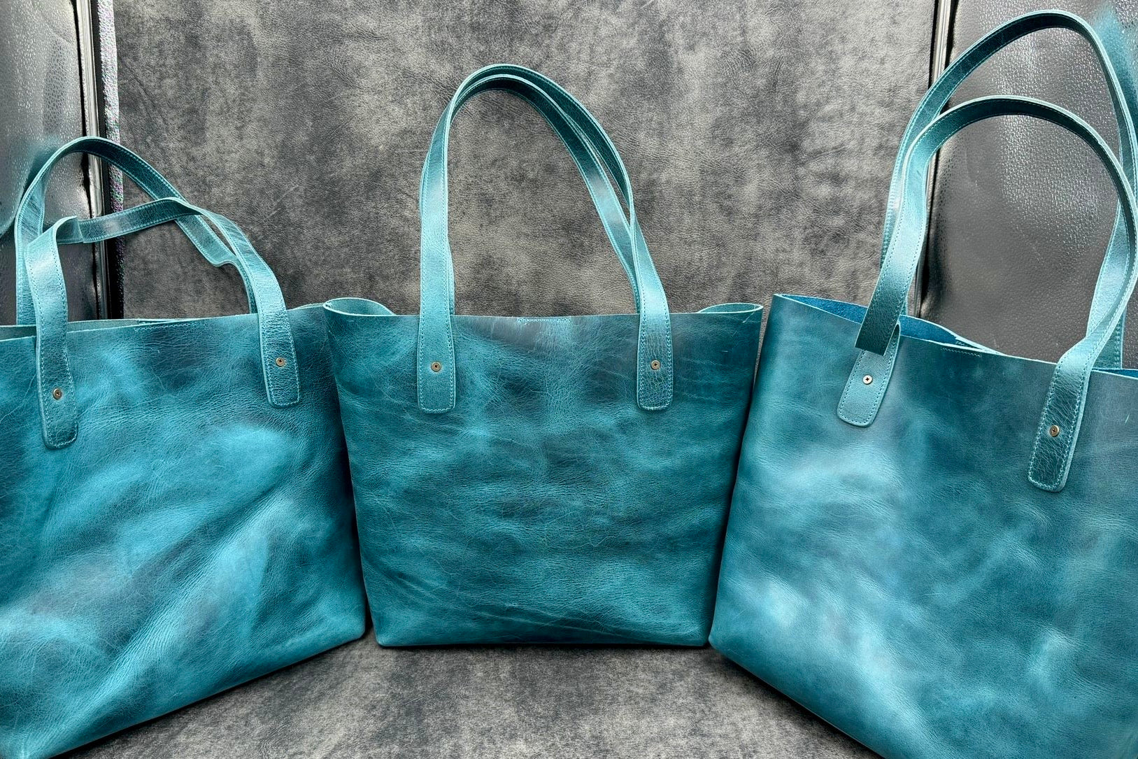 Leather Tote Bag - C. H. Ocean Blue