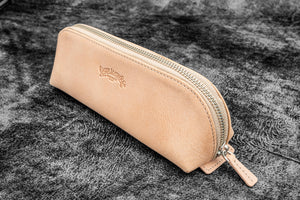 XLarge Zipper Leather Pencil Case - Undyed Leather