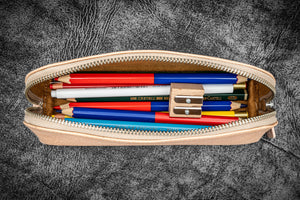 XLarge Zipper Leather Pencil Case - Undyed Leather