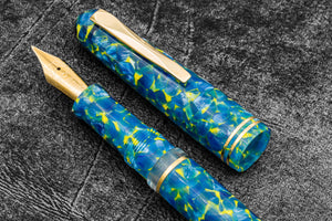 Gioia Metis Blue Colibri Fountain Pen - Gold Trim