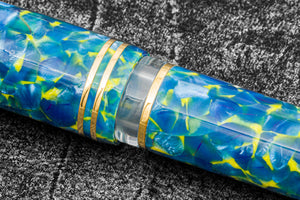 Gioia Metis Blue Colibri Fountain Pen - Gold Trim