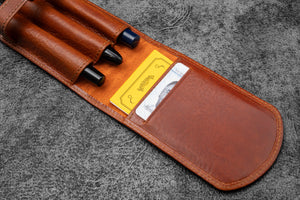 Legacy Collection Leather TwinFlip Pen Case  For 3 Pens - Deep Cognac