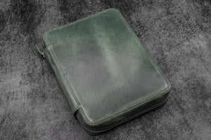 Expansi-Folio Leather Wide A5 Zip Folio - C. H. Forest Green