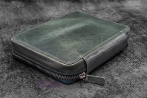 Expansi-Folio Leather Wide A5 Zip Folio - C. H. Forest Green