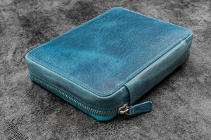 Expansi-Folio Leather Wide A5 Zip Folio - C.H. Ocean Blue