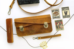 Leather Accordion Pouch / Bag