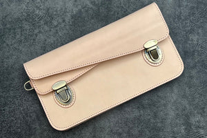 Leather Accordion Pouch / Bag - Undyed Leather