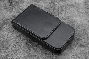 Leather Magnum Opus 3 Slots Hard Pen Case with Removable Pen Tray - Black