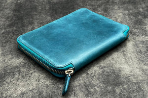 Leather Zippered B6 / B6 Slim Planner Folio - C.H. Ocean Blue