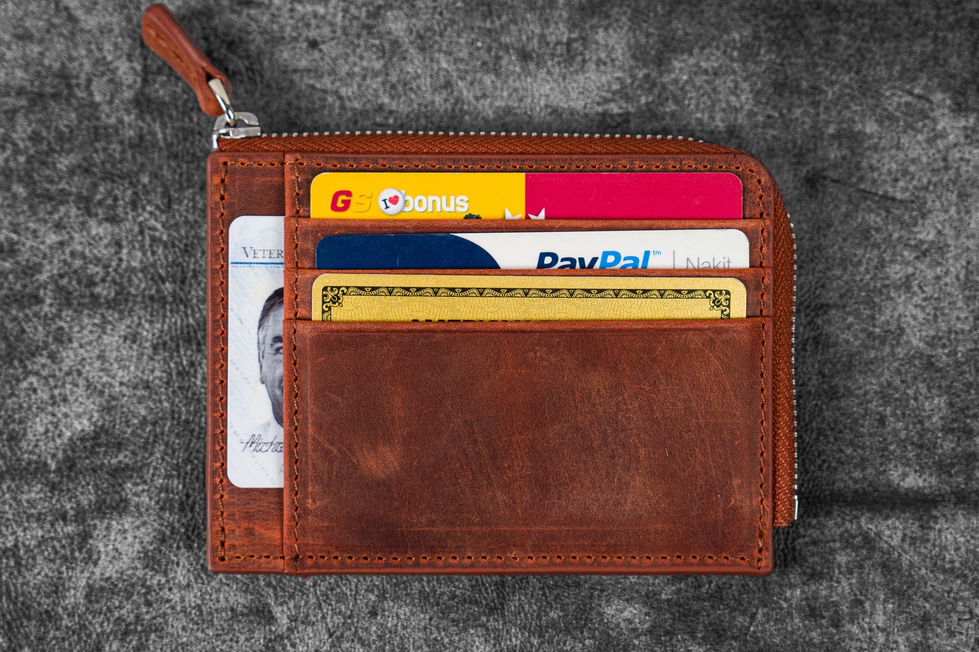 Full Grain Leather Men Wallet Card Holder Wallet Expandable Card Holder Zipper Wallet MSG2123