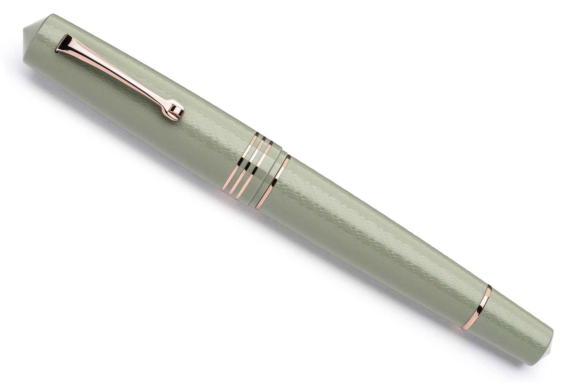 Leonardo - MZG 2.0 Fountain Pen - The Art of Guilloché VERDIGRIS – Rose Gold Trim