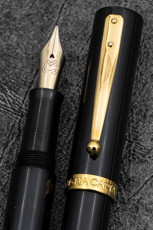 Magna Carta Mag 600 Fountain Pen 14k True Flex Nib - Nikko Ebonite Black