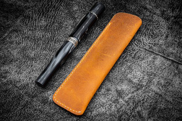 Leather Double Fountain Pen Case/Pen Sleeve - Natural - Galen Leather