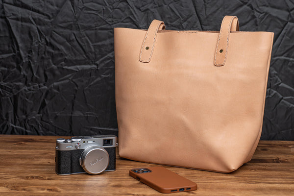 Natural leather tote bag online