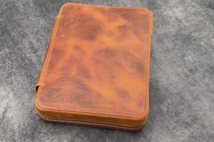 Expansi-Folio  Leather Wide A5 Zip Folio - Undyed Leather