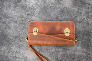 Leather Accordion Pouch / Bag - Undyed Leather