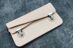 Leather Accordion Pouch / Bag - Undyed Leather