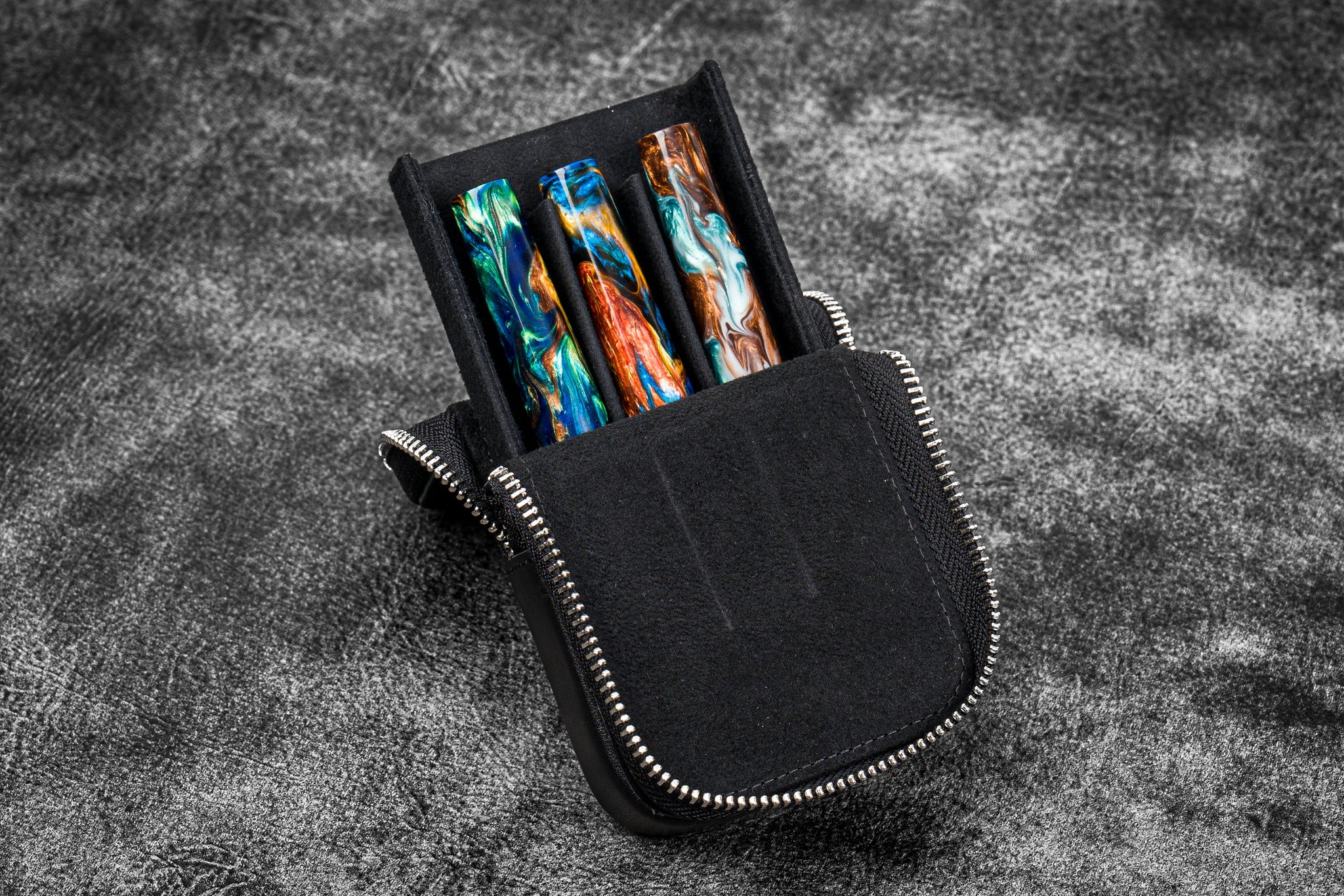 Genuine Leather 6 Slots Hard Fountain Pen Case Stationery Storage Box  Organizer