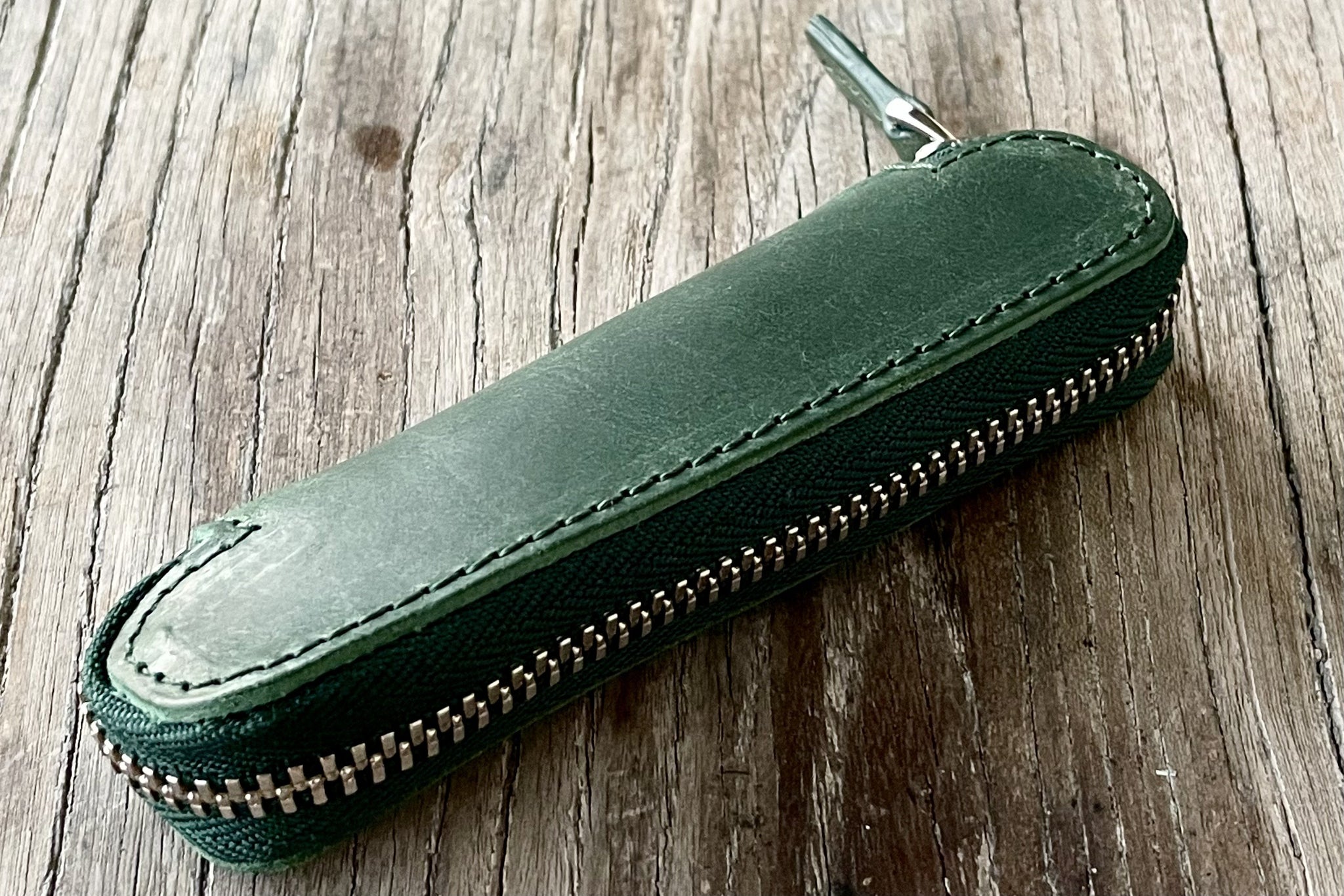  Sluxa Pencil case, Green PU leather pen case,Small