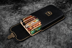 Leather Molded Pen Case for 5 Pens - Distressed