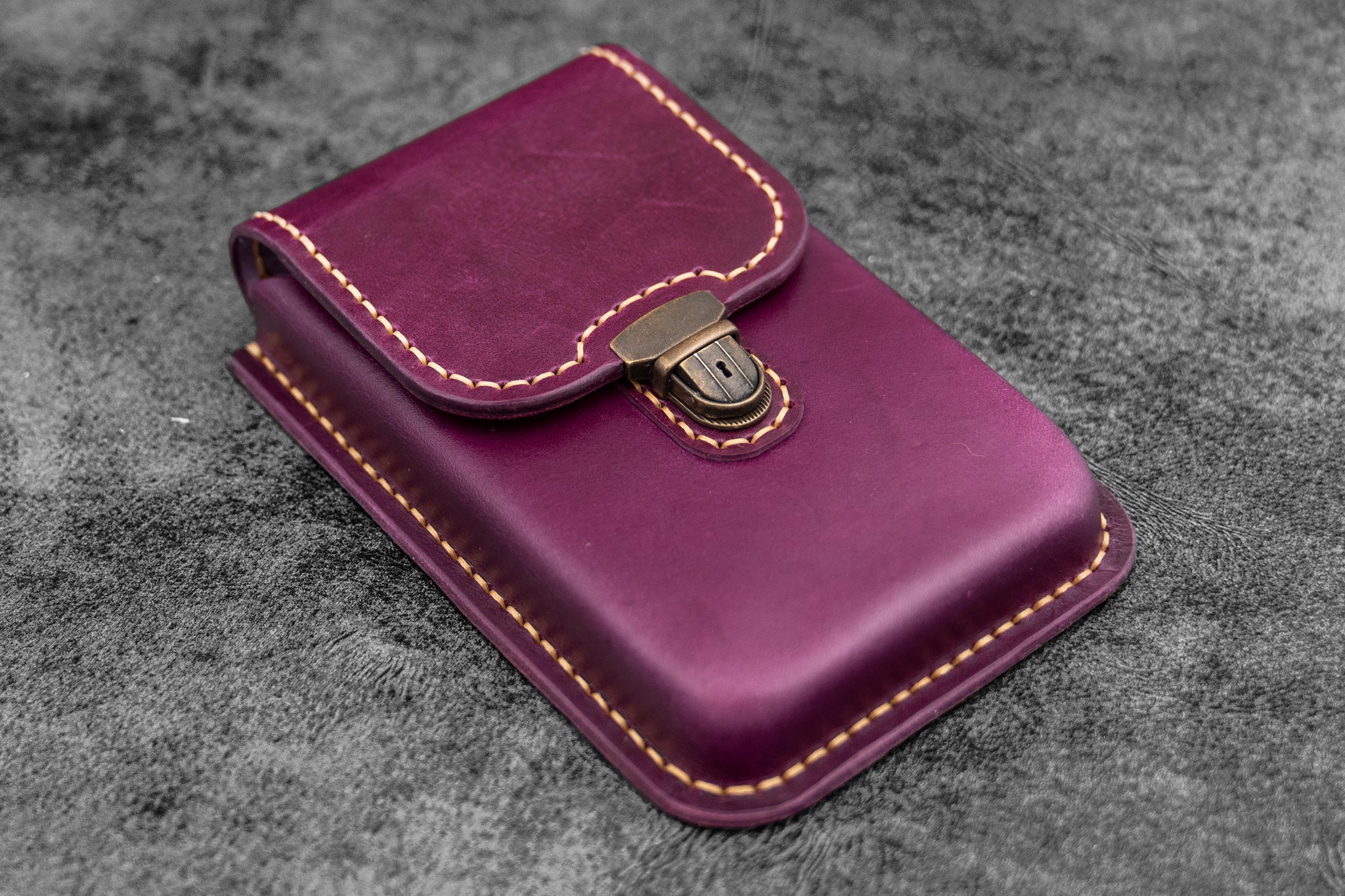 Leather Molded Pen Case for 5 Pens - Purple