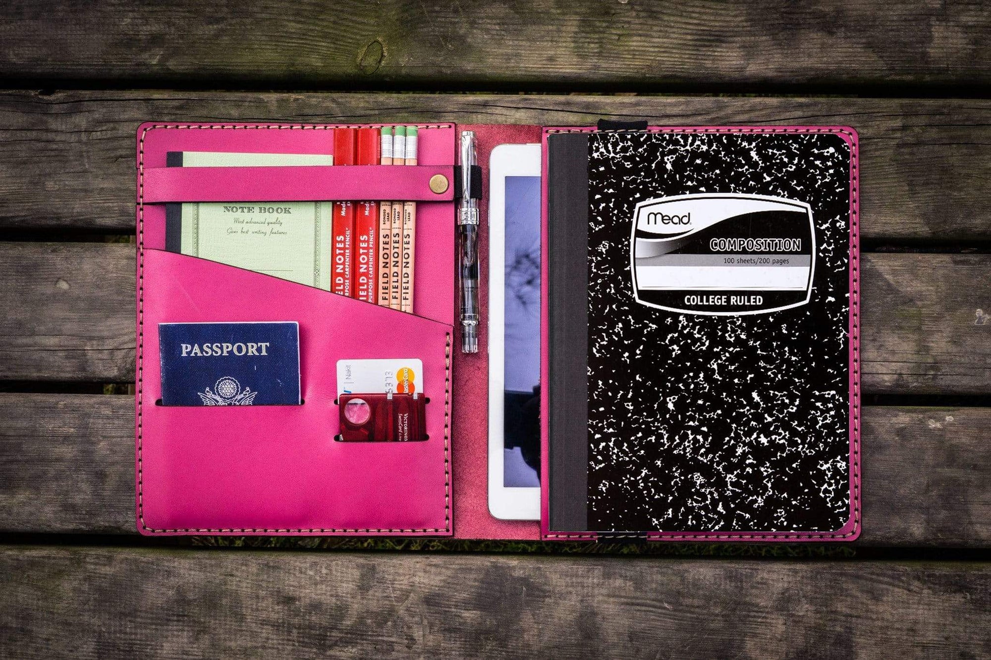 Composition Notebook Cover With iPad Air/Pro Pocket - Pink-Galen Leather