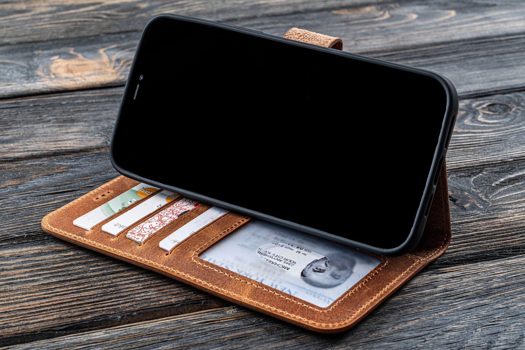 Galen Leather Detachable iPhone 12 / 12 Pro Leather Wallet Case