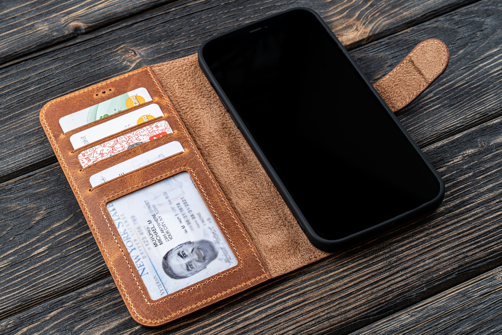 Leather Phone Case / Wallet with Card Pockets | Classic Brown