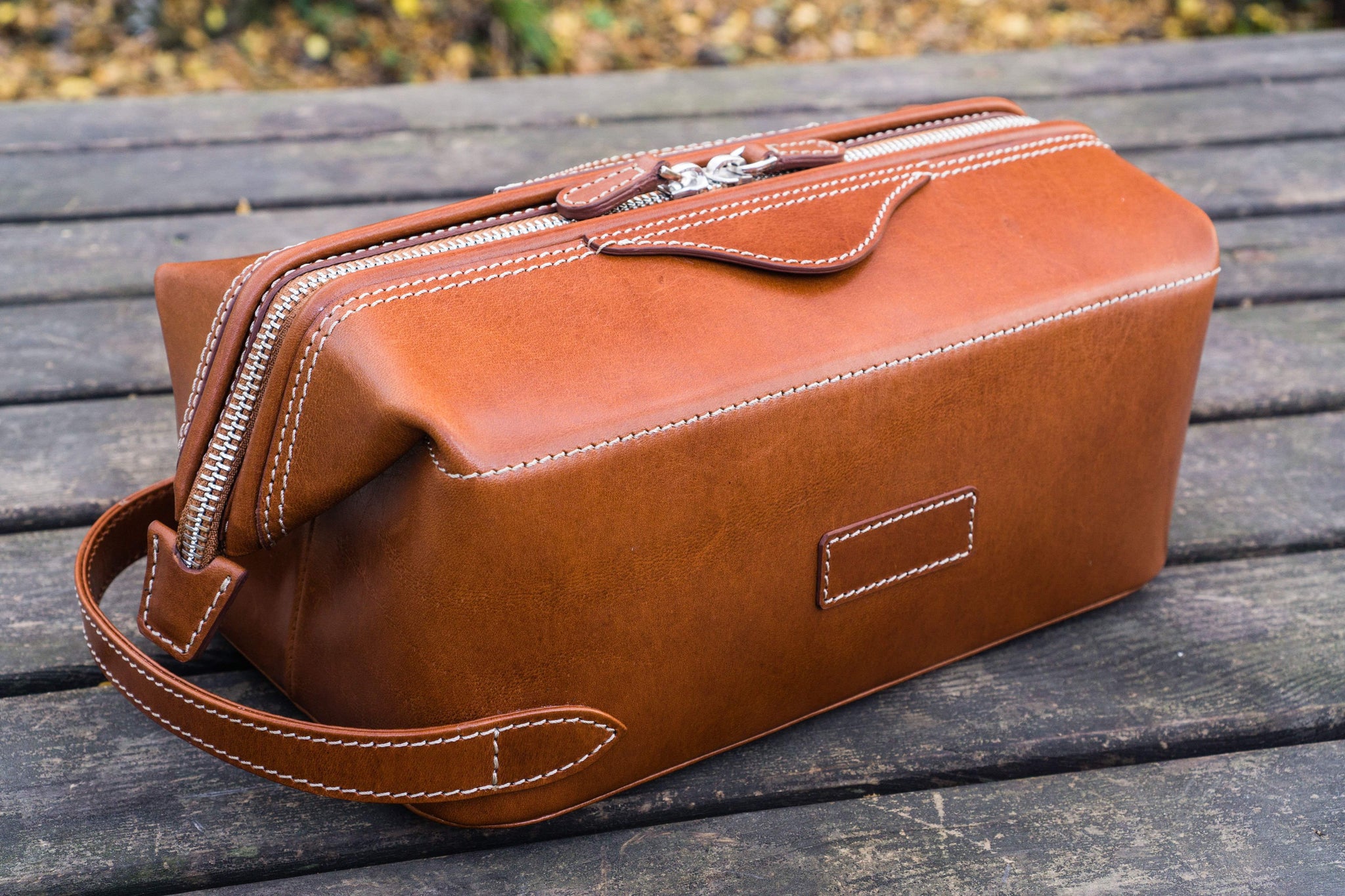 100% Handmade Leather Travel Dopp Kit - Brown - Galen Leather