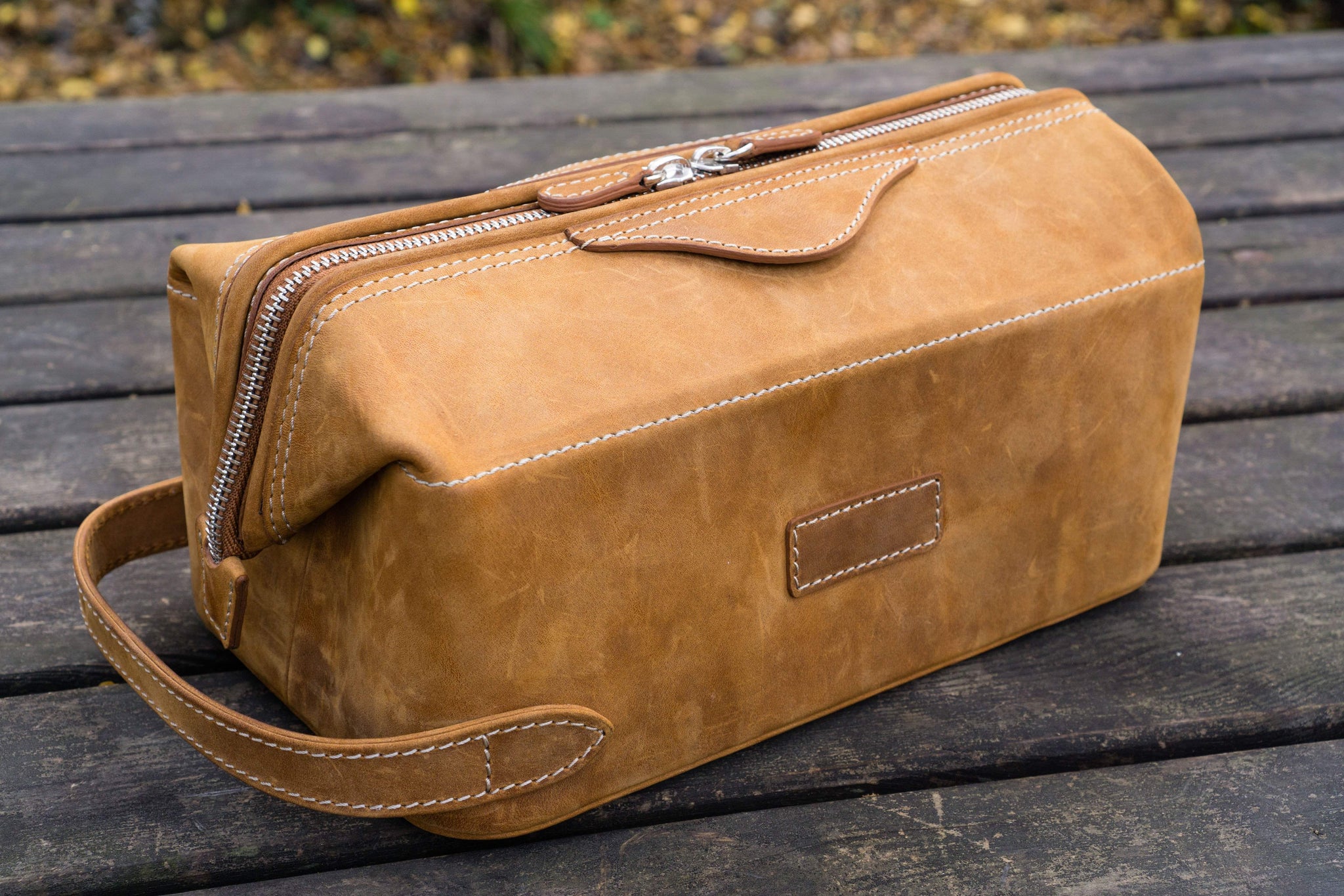100% Handmade Leather Travel Dopp Kit - Brown - Galen Leather