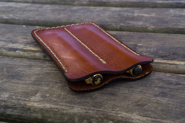 Leather Double Fountain Pen Case, with Insert (The Pen Guardian)