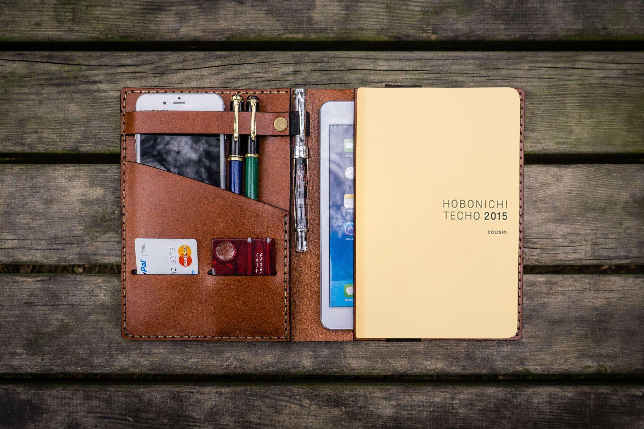 Leather Portfolio with Zipper Pocket - Filofax Personal Planner Cover -  Extra Studio