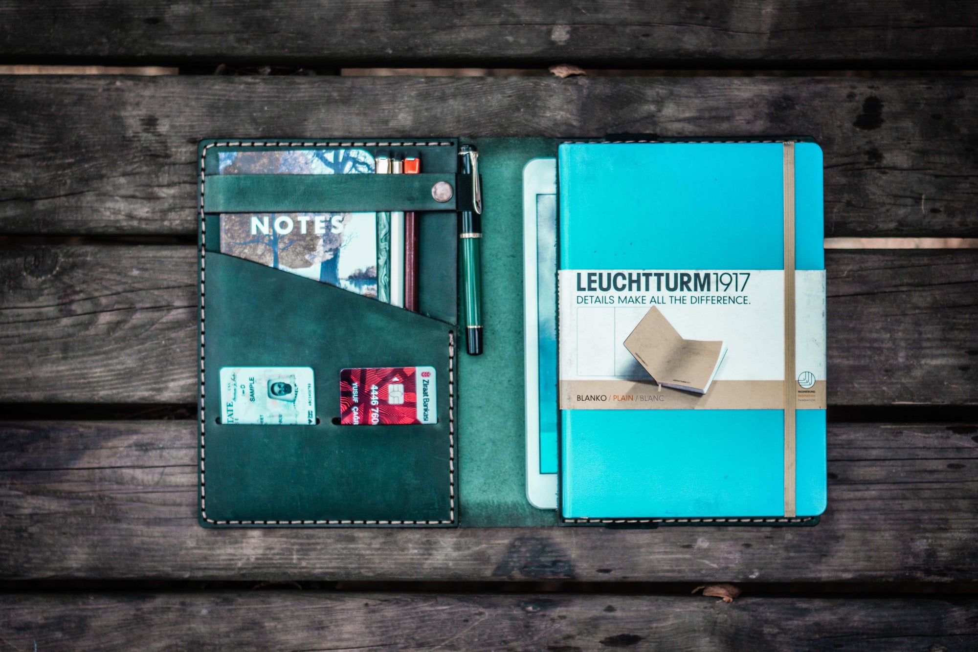 Green leather Hobonichi techo cover A6 / Hobonichi Weeks cover / A5 offers B6 slim cover / A5 Leuchtturm1917 cover