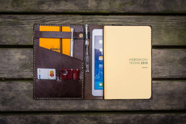 Leather Hobonichi Cousin A5 Planner Cover - Crazy Horse Forest