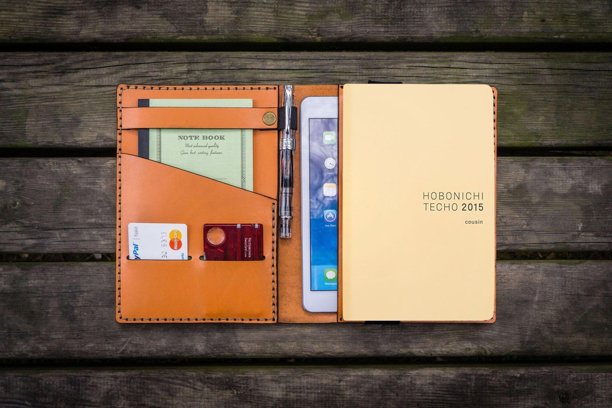 Leather Hobonichi Cousin A5 Planner Cover - Orange-Galen Leather