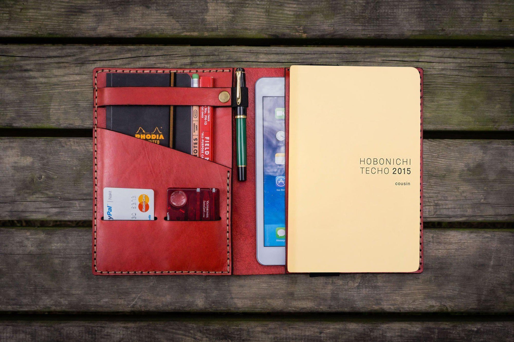 Leather Hobonichi Cousin A5 Planner Cover - Red-Galen Leather