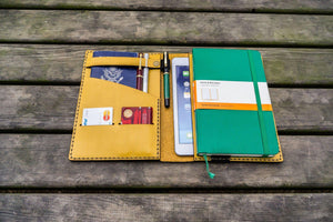 Leather Hobonichi Cousin A5 Planner Cover - Yellow-Galen Leather