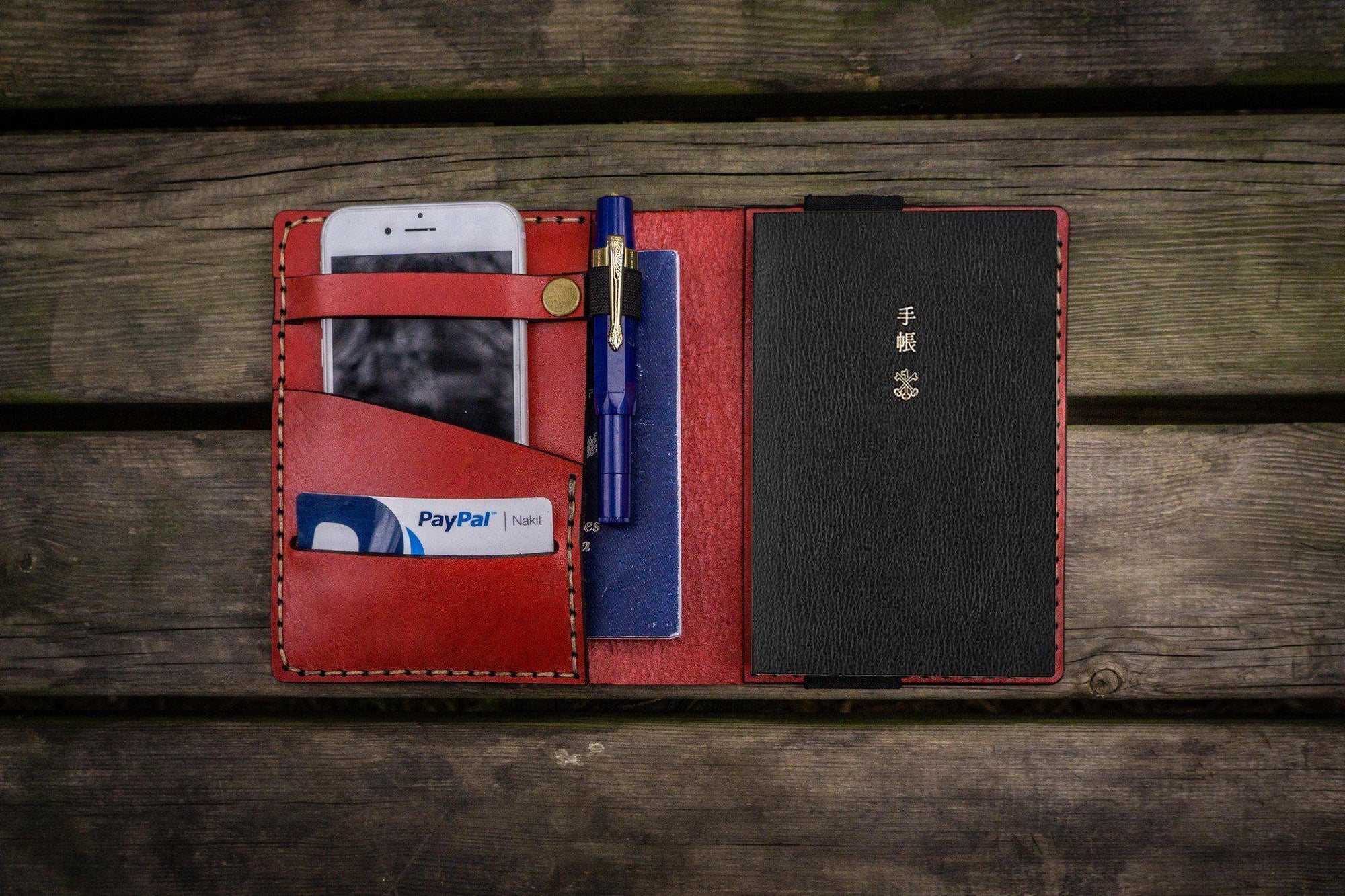 Leather Hobonichi Techo (A6) Planner Cover - Red-Galen Leather