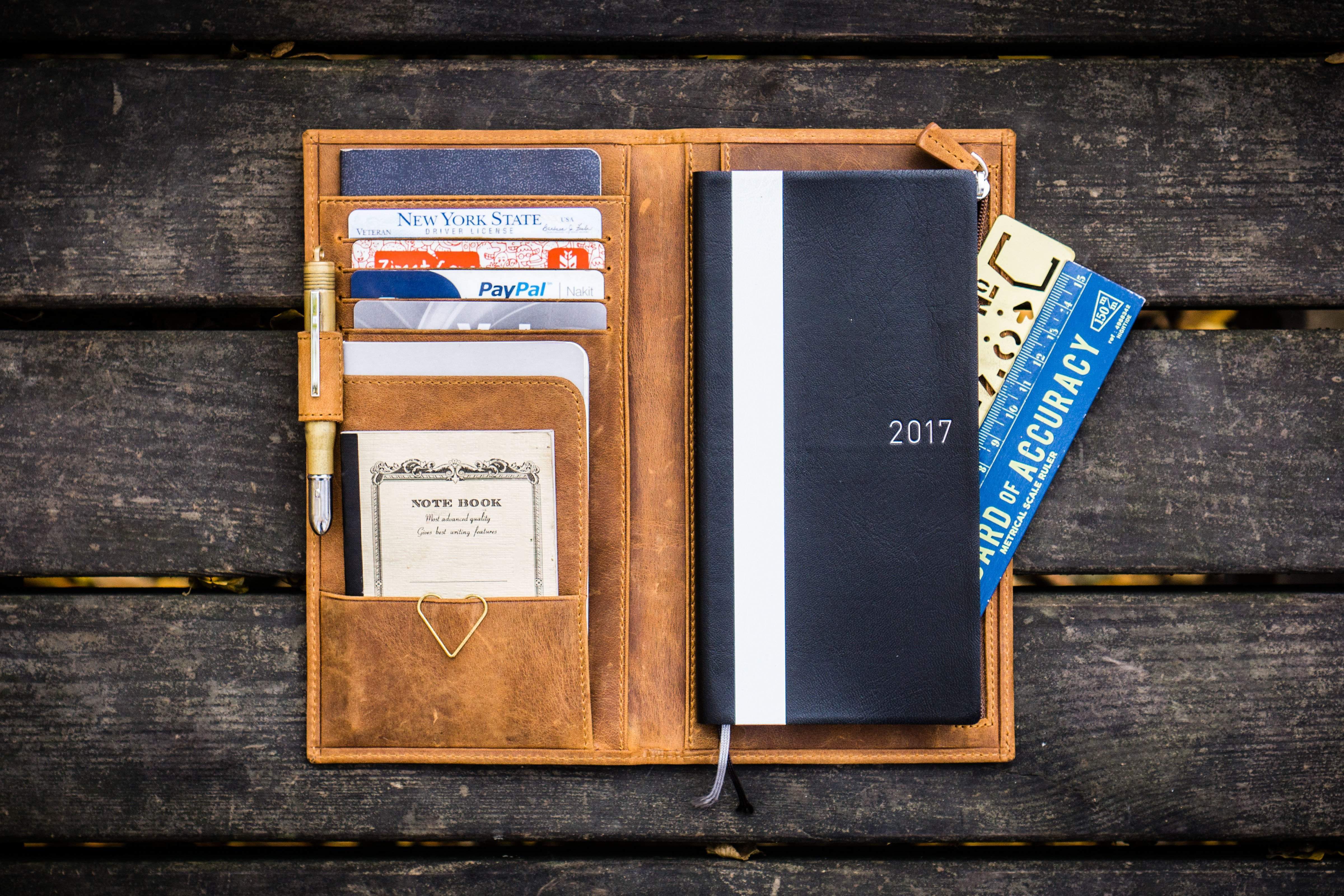 Leather Zippered Hobonichi Weeks Cover - Crazy Horse Smoky