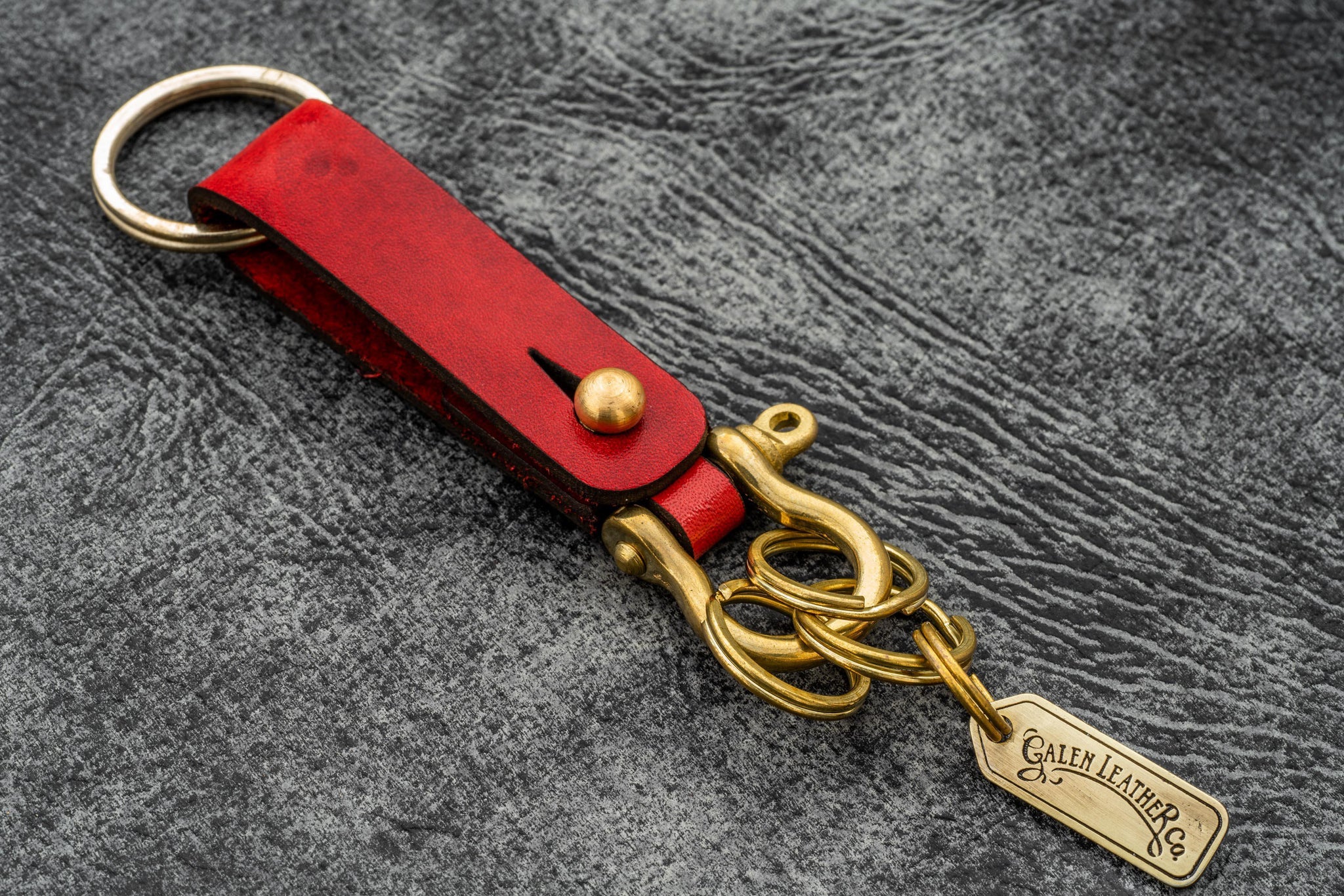 Personalized Brass Key Ring Natural Leather Holder Brown Chain