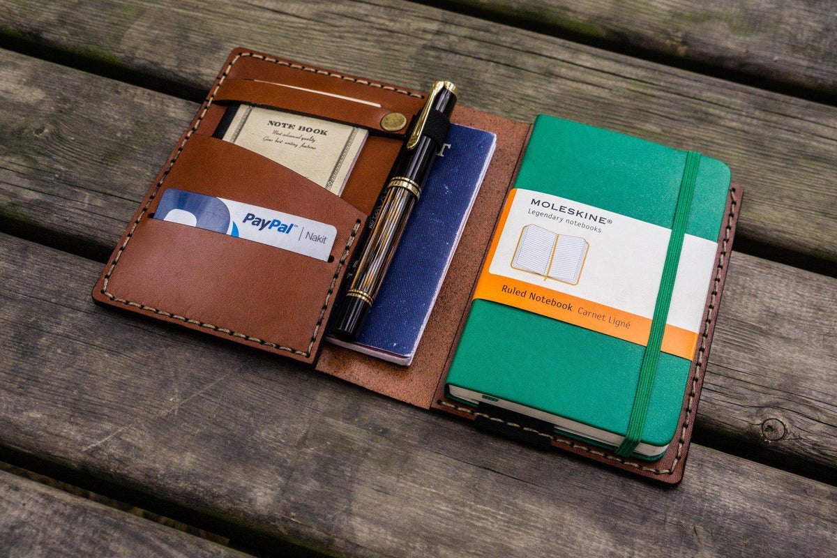 Leather Rhodia A6 Notebook Cover - Brown - Galen Leather