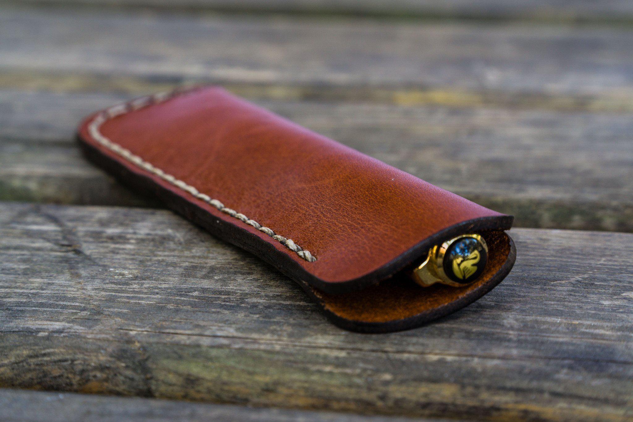 Leather Double Fountain Pen Case/Pen Sleeve - Natural - Galen Leather