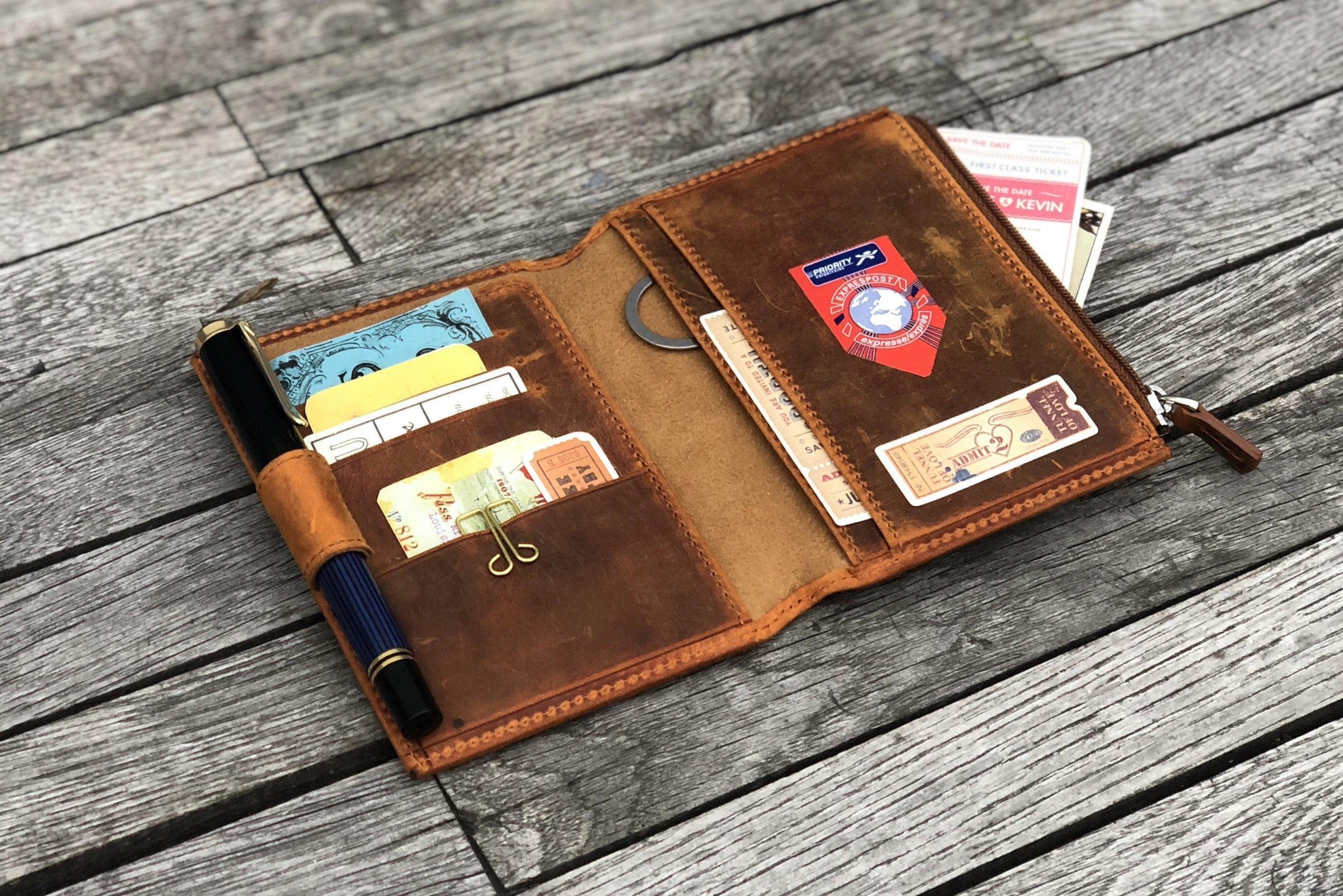 Leather Passport Wallet with option to add personalization — Stitch