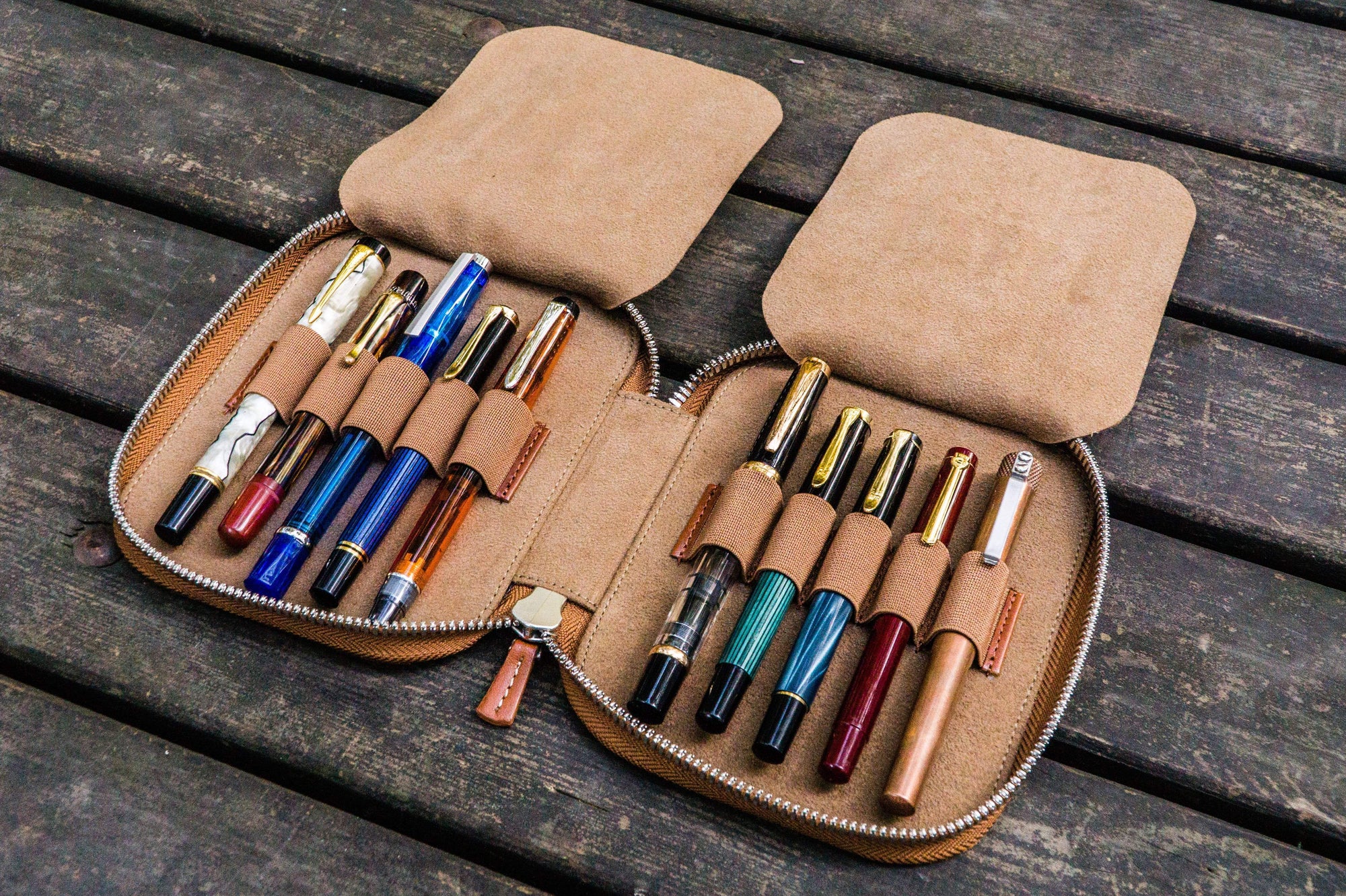 Slim Leather Pen Case - Natural Camel — Libraries and Archives Paper Company