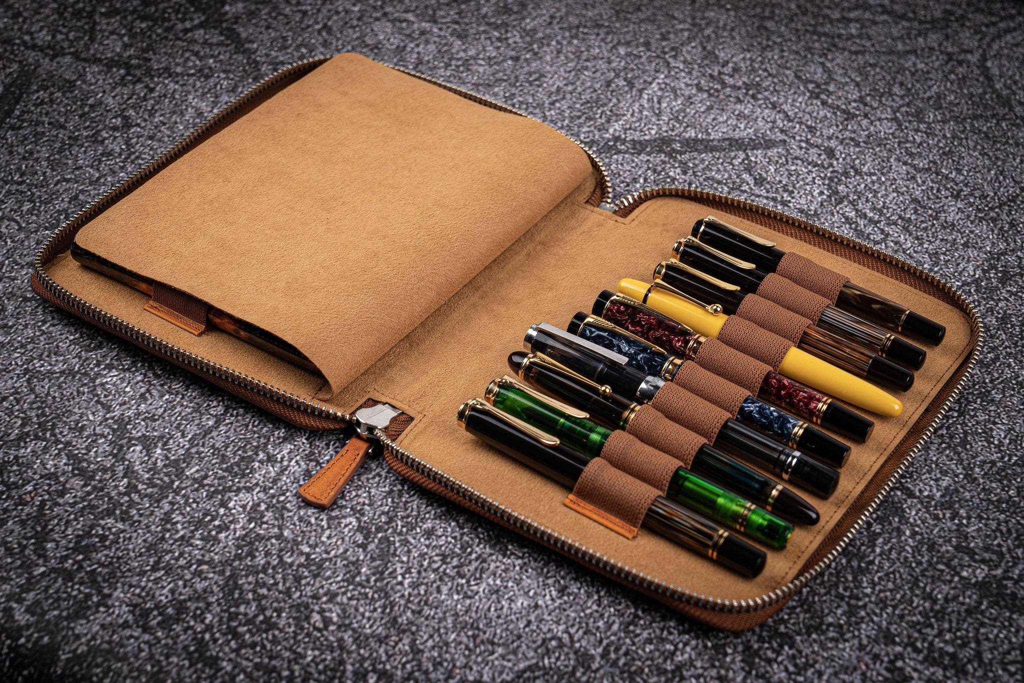 New 3 Slots Genuine Leather Fountain Pen Case Black Brown Handmade Pen  HolderqL