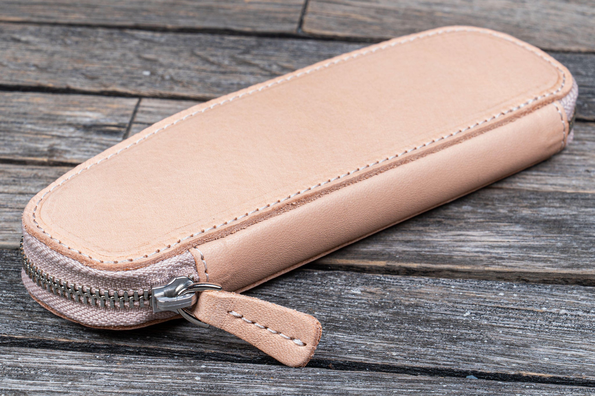 Leather Zippered Small Pencil Pouch/Case - Brown - Galen Leather