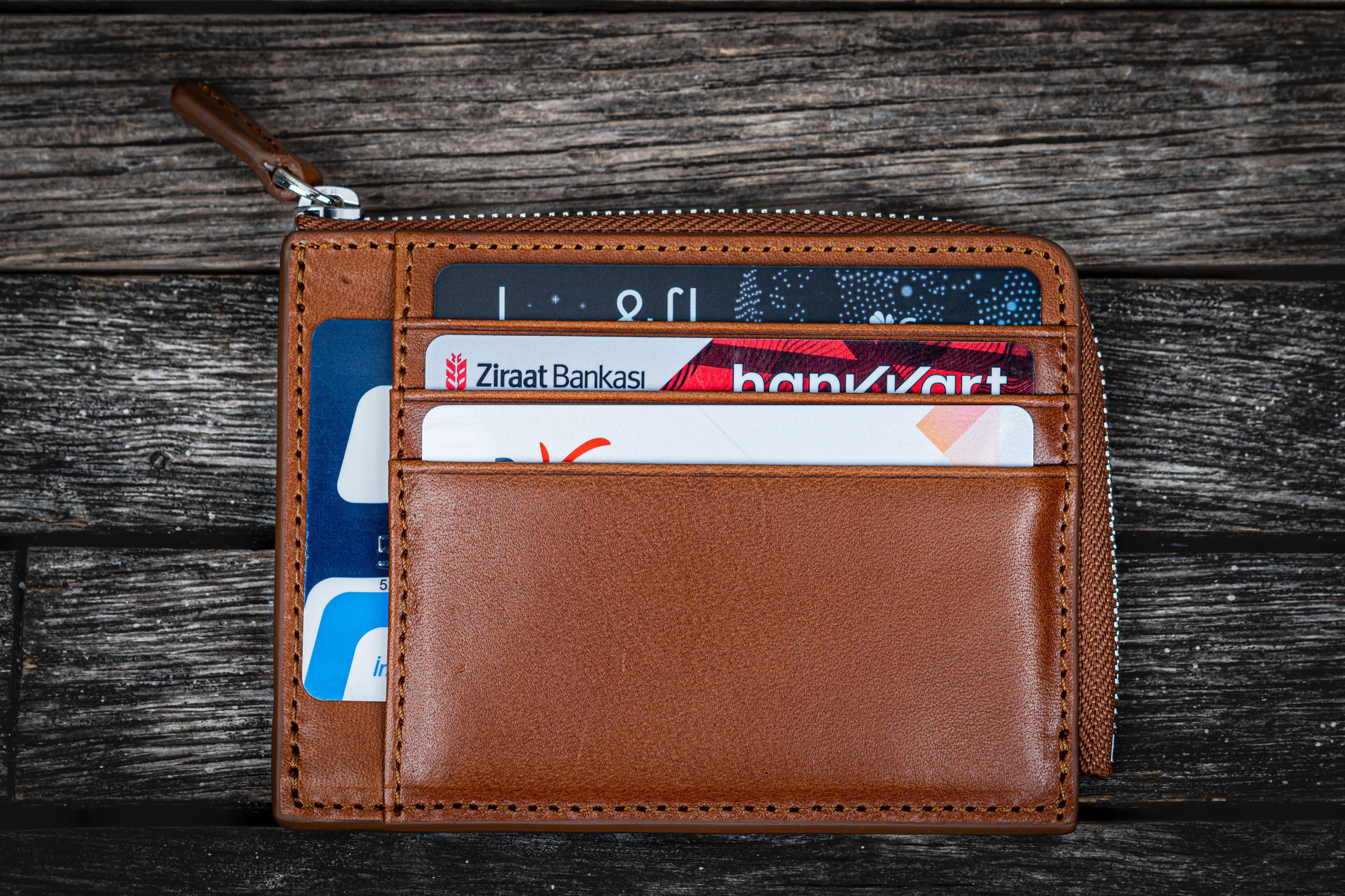 100% Genuine Leather Zip Card Holder Custom Initials Mini