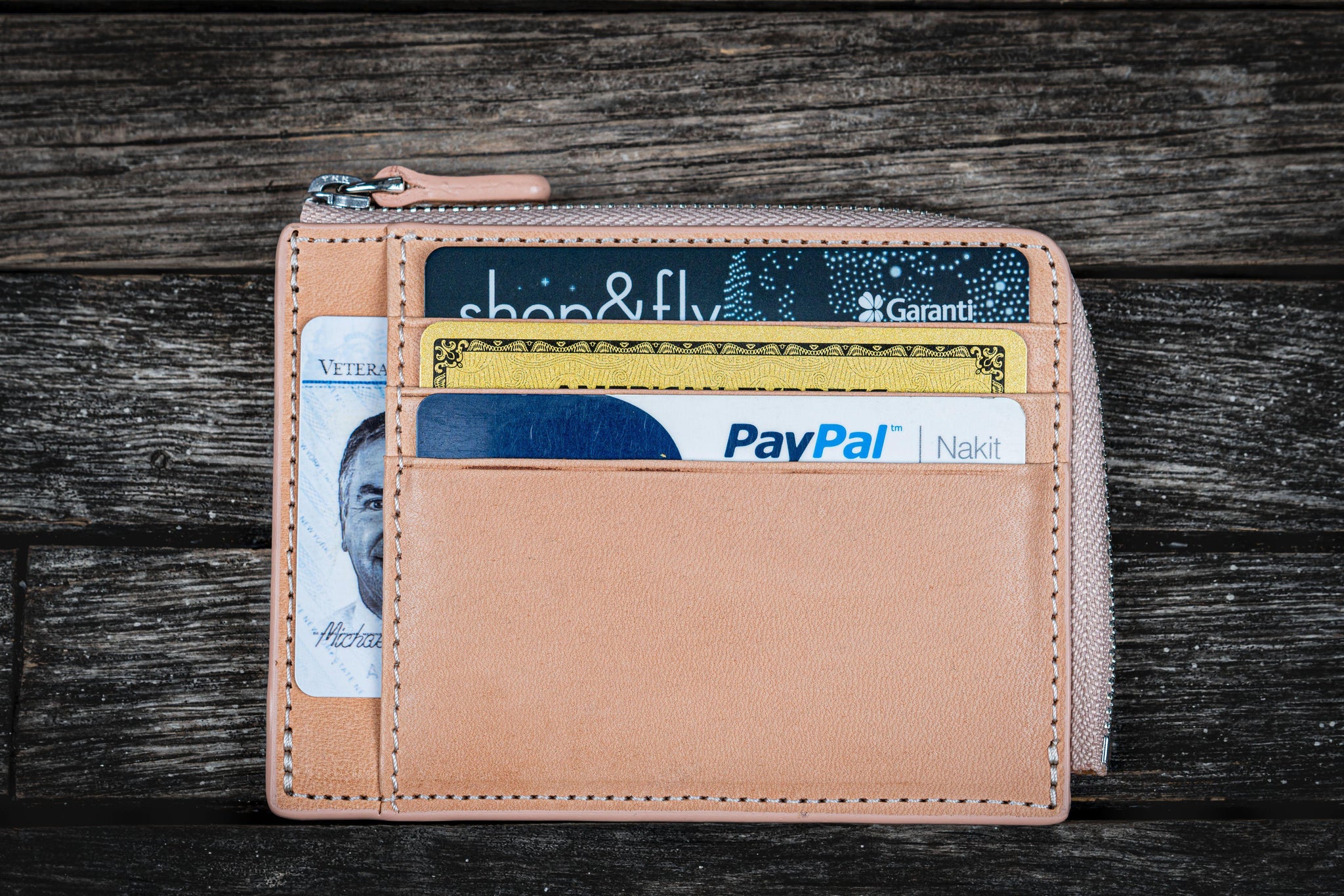 Plain Undyed Leather Zippered Mega Mini Wallet - Galen Leather