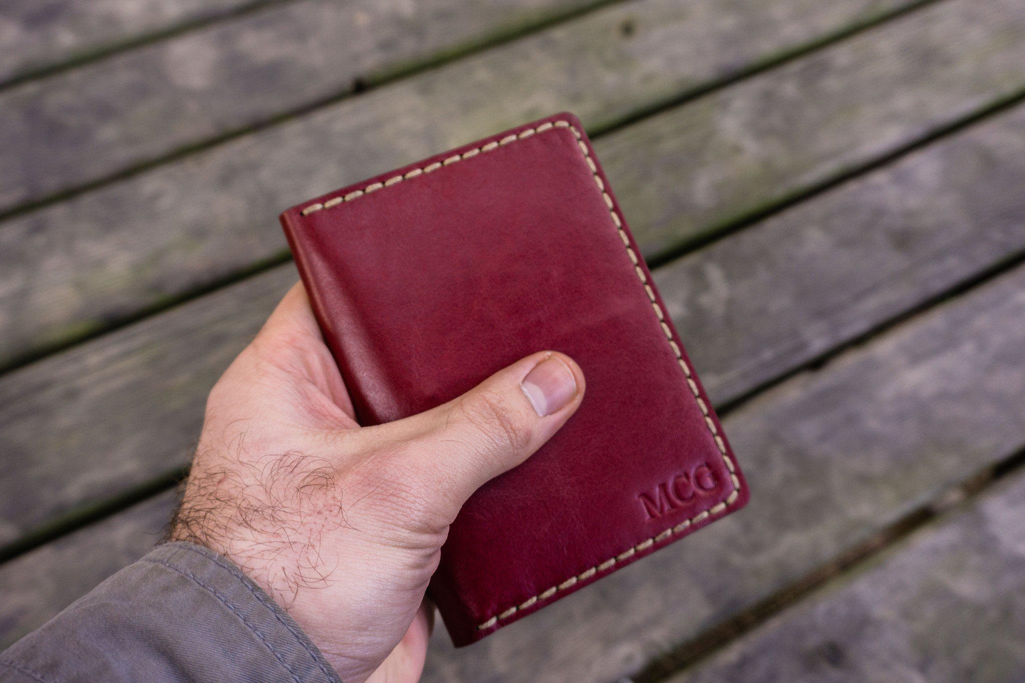Leather Passport Cover - Brown, Red