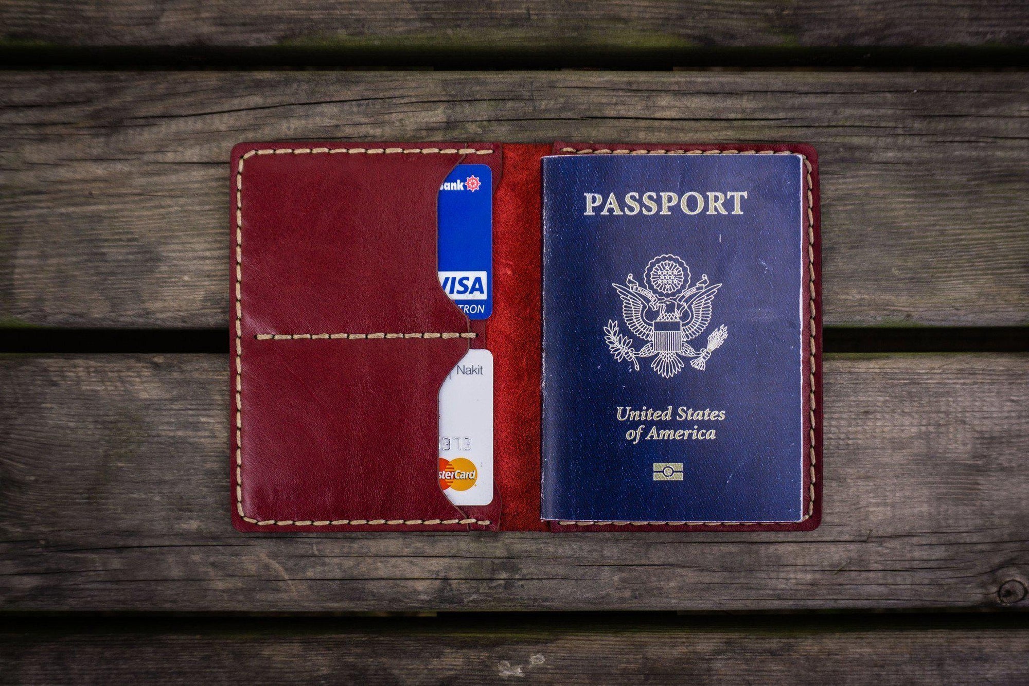 No.06 Leather Passport Holder-Red 1-Galen Leather